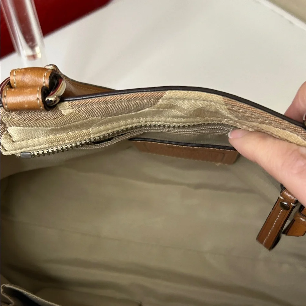 Coach Brown and Cream Shoulder Bag